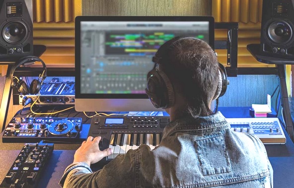 Recording studio — console and monitoring